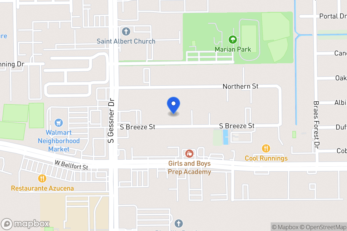 Map of S 8536 Breeze Dr, Houston