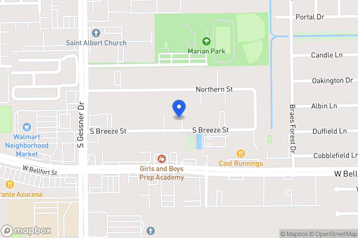 Map of S 8436 Breeze Dr, Houston