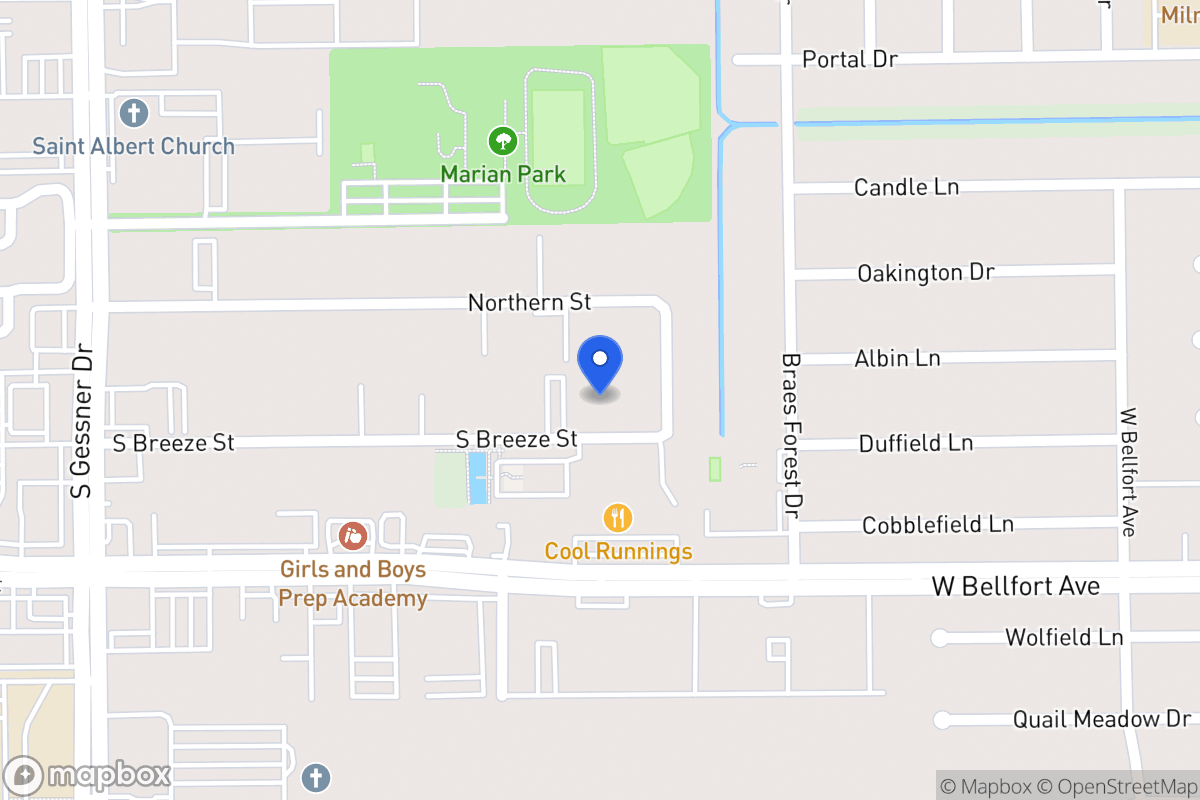 Map of S 8322 Breeze Dr, Houston