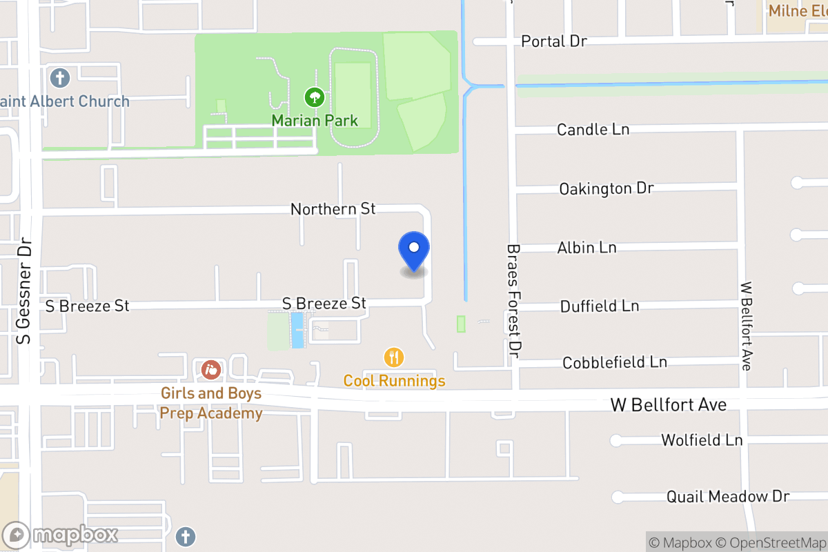 Map of S 8314 Breeze Dr, Houston