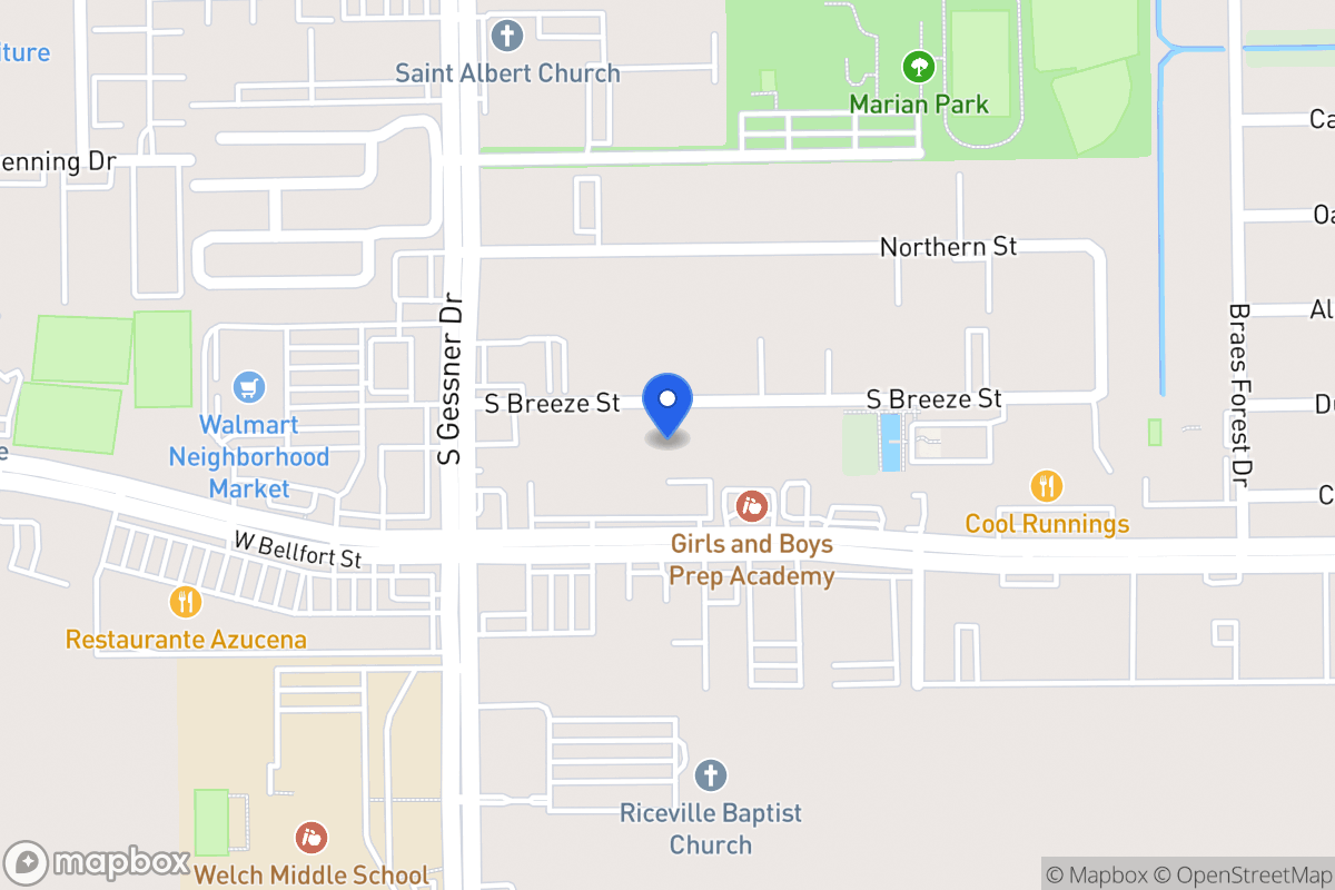 Map of S 8511 Breeze Dr, Houston