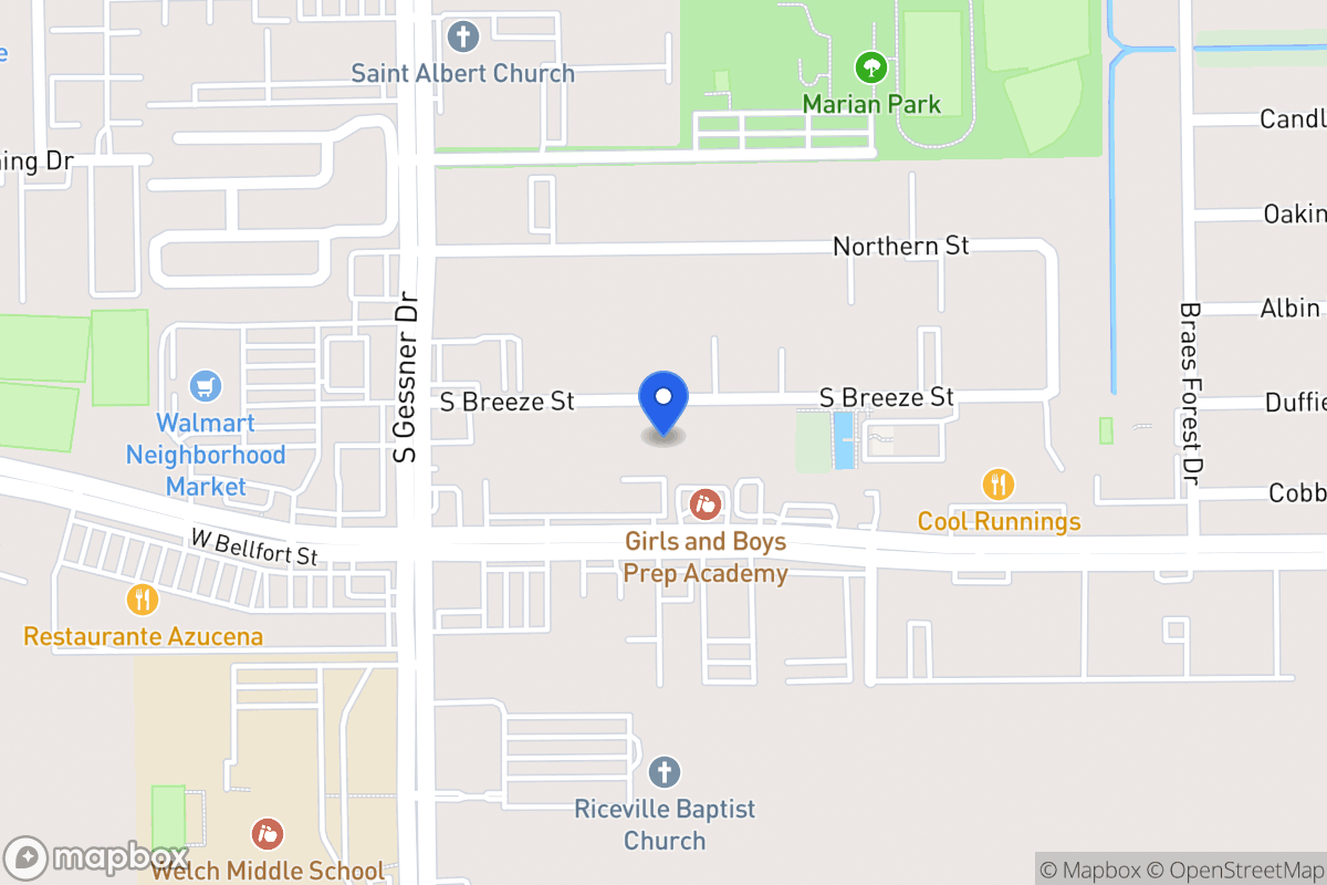 Map of S 8503 Breeze Dr, Houston