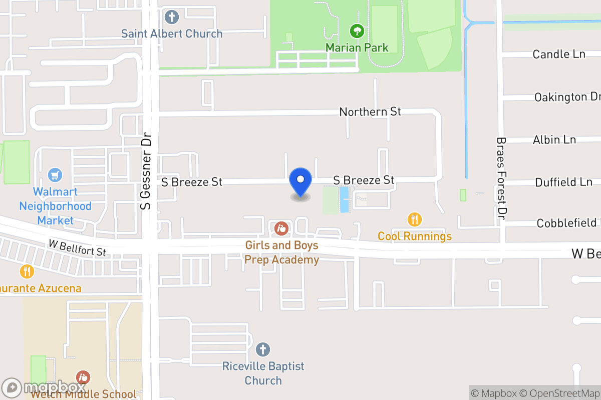Map of S 8435 Breeze Dr, Houston