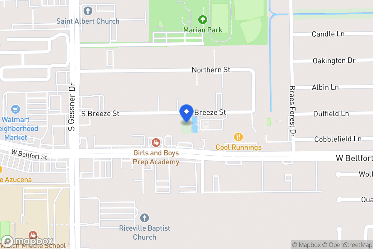 Map of S 8427 Breeze Dr, Houston