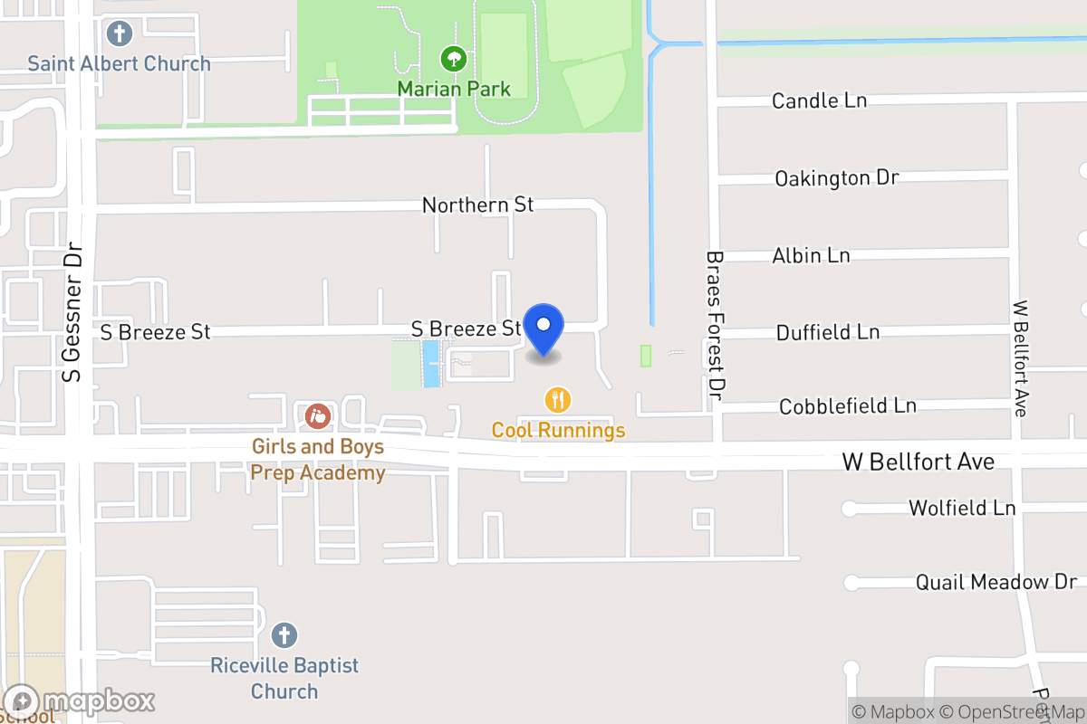 Map of S 8323 Breeze Dr, Houston