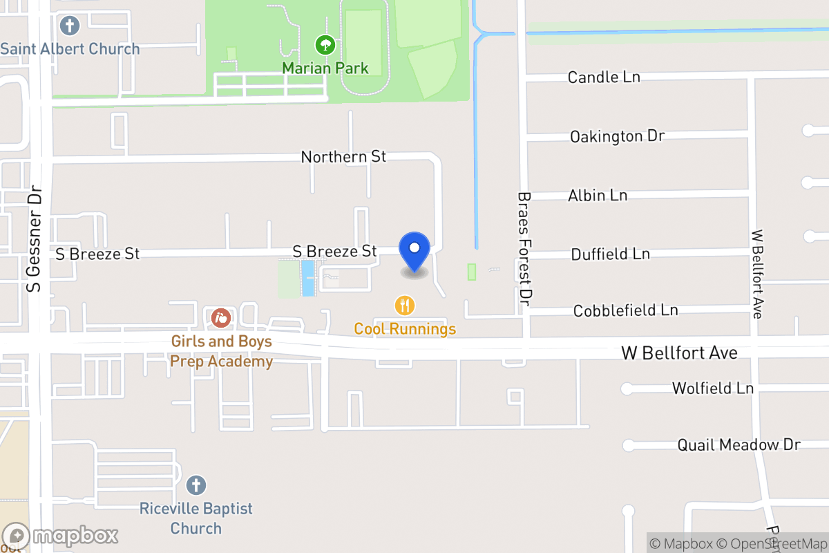 Map of S 8319 Breeze Dr, Houston