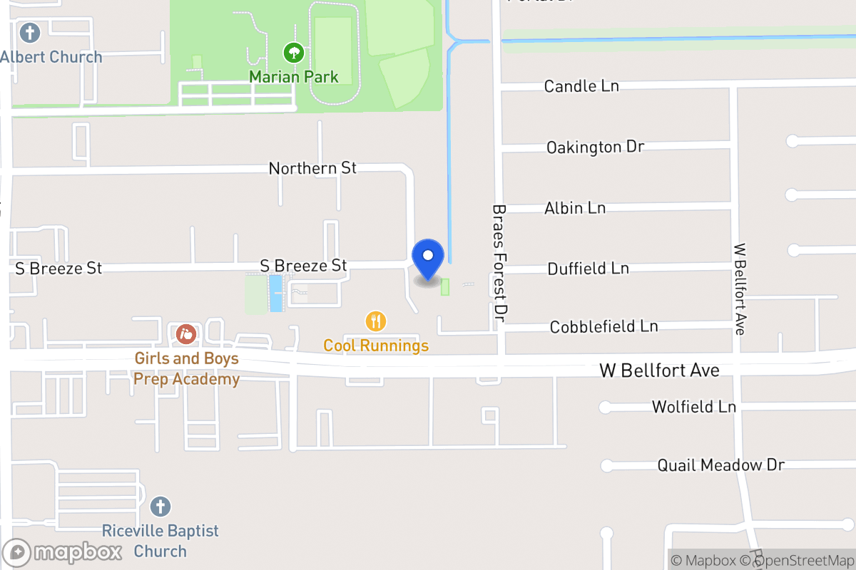 Map of S Breeze Dr, Houston