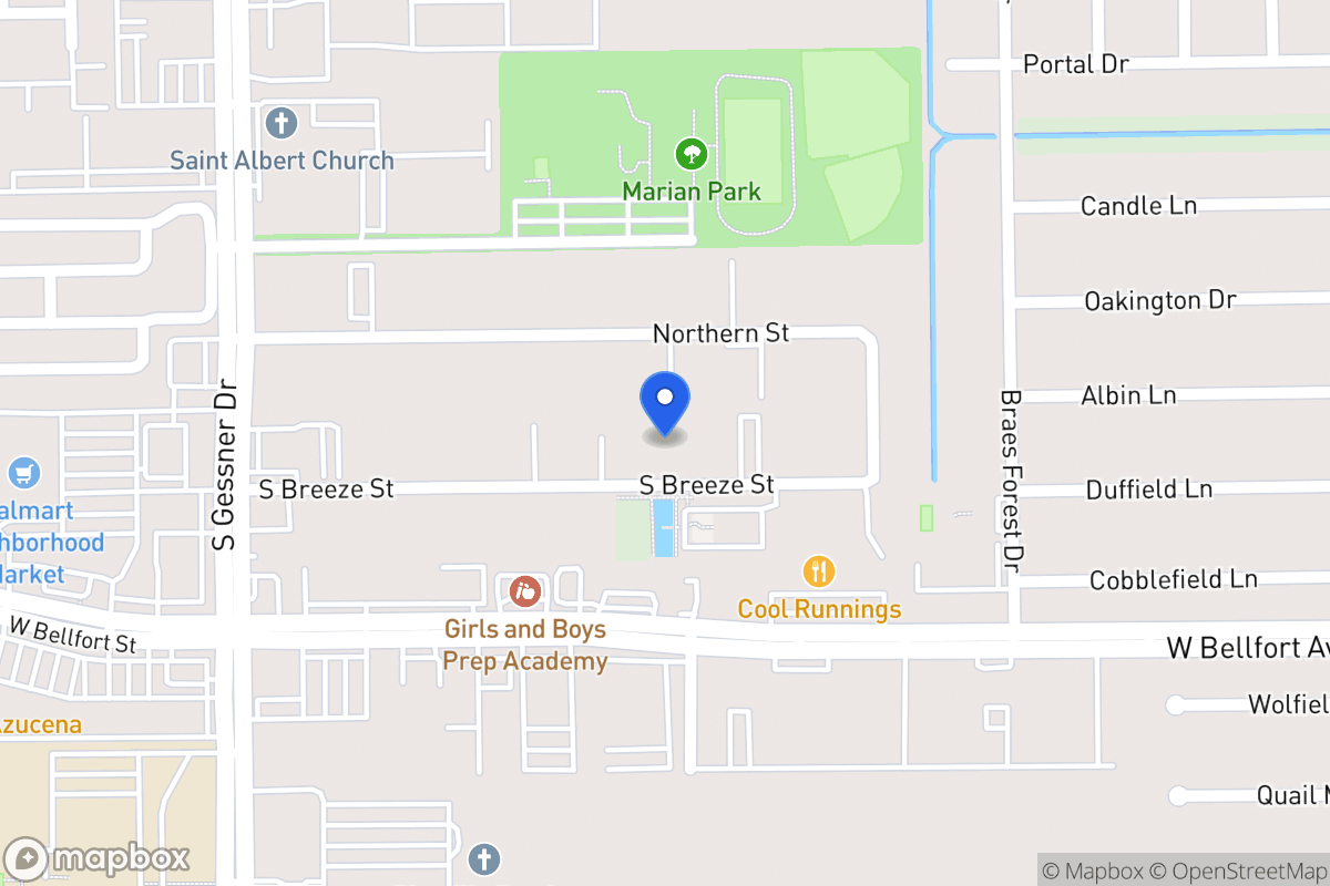 Map of S 8424 Breeze Dr, Houston