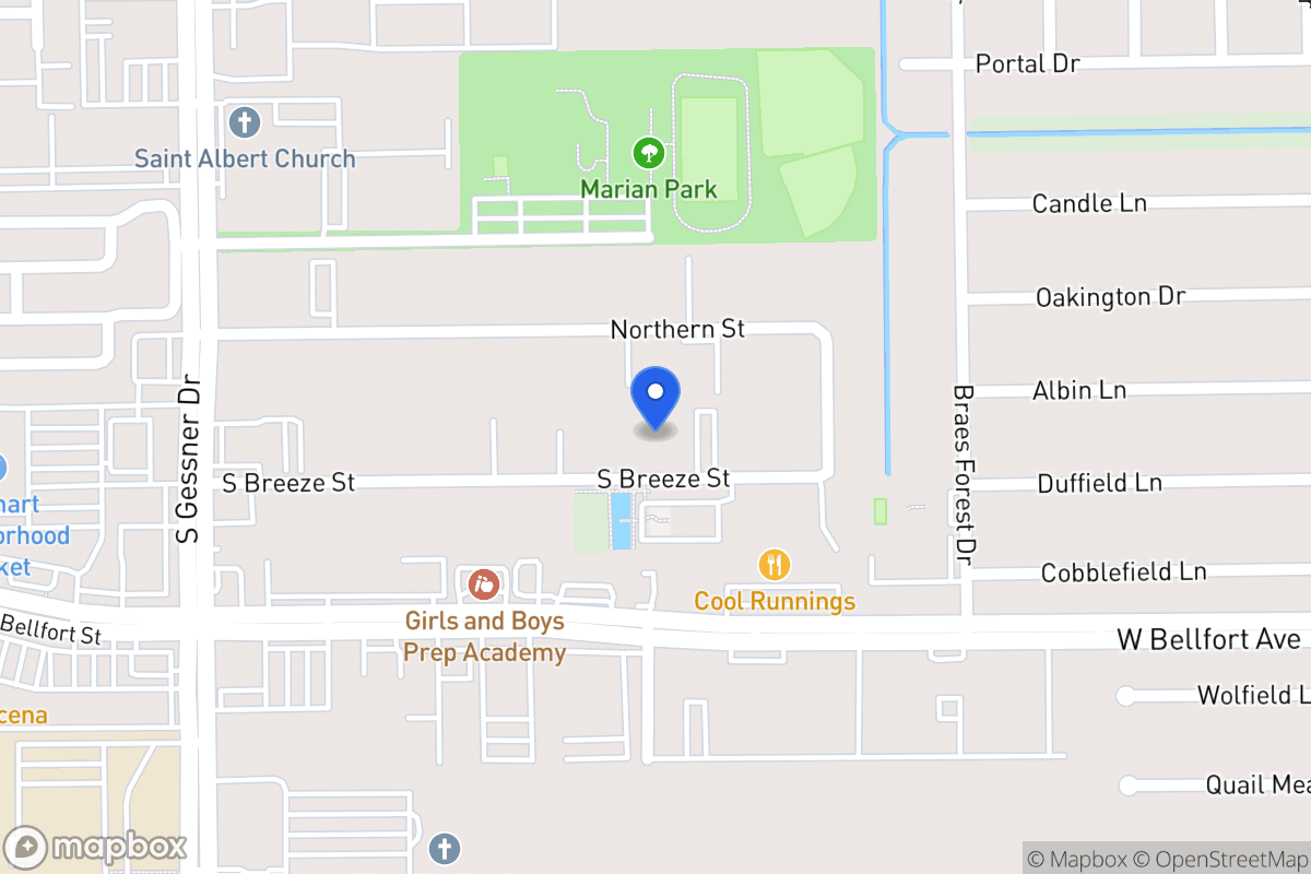 Map of S 8420 Breeze Dr, Houston