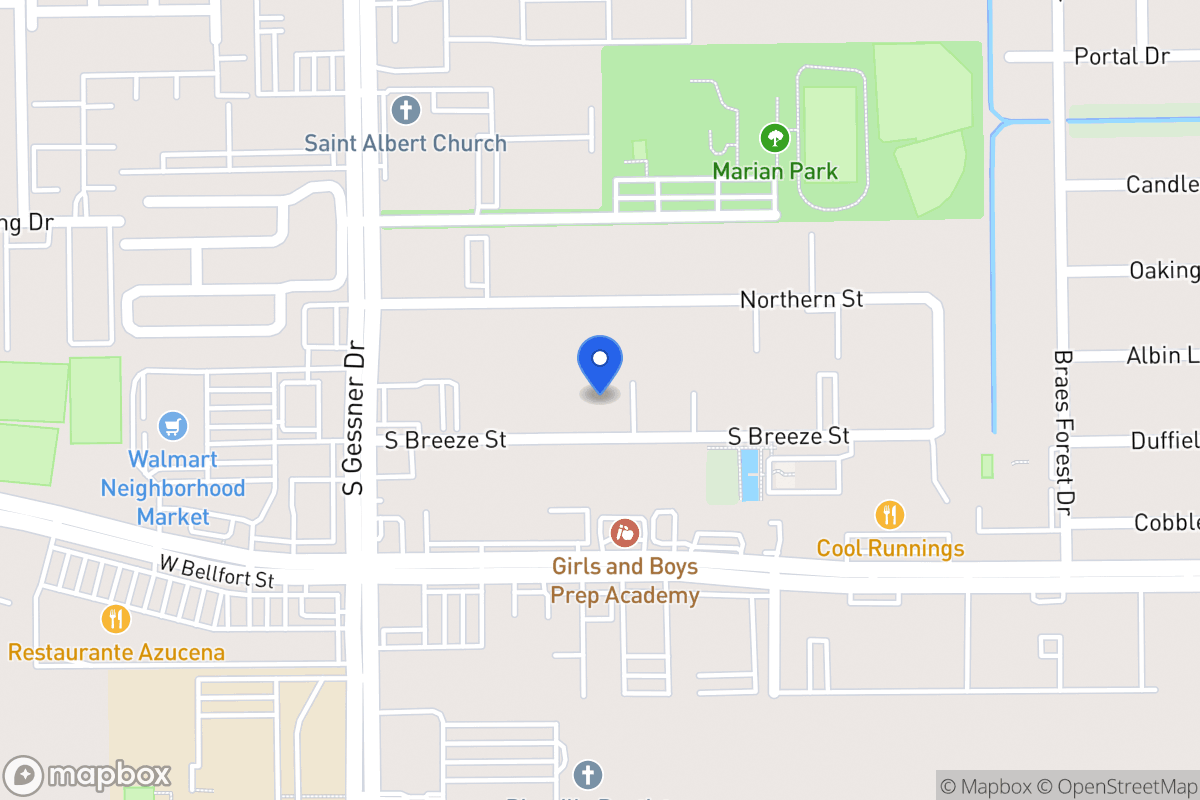 Map of S 8452 Breeze Dr, Houston
