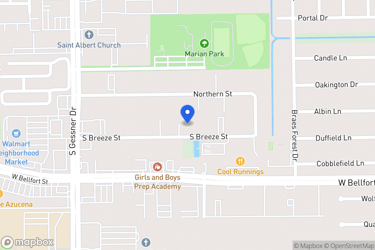 Map of S 8426 Breeze Dr, Houston