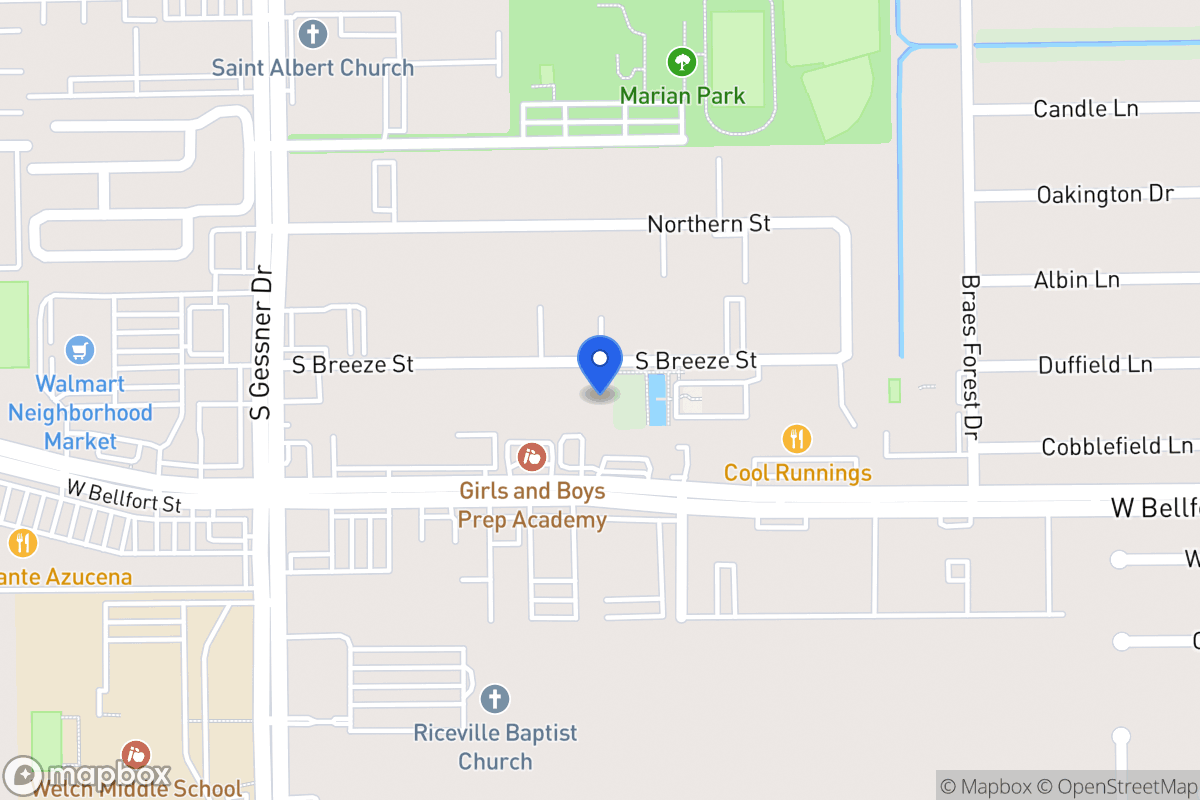 Map of S 8431 Breeze Dr, Houston