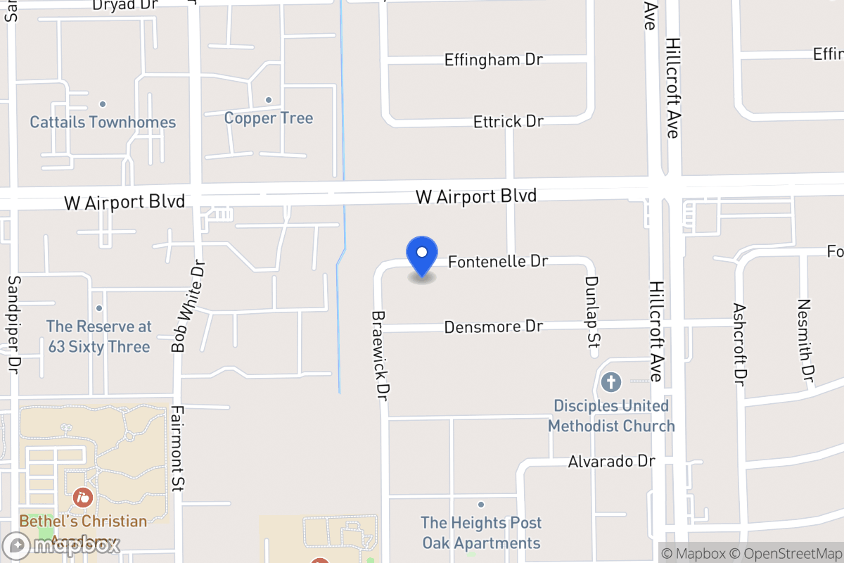 Map of 6023 Fontenelle Dr, Houston