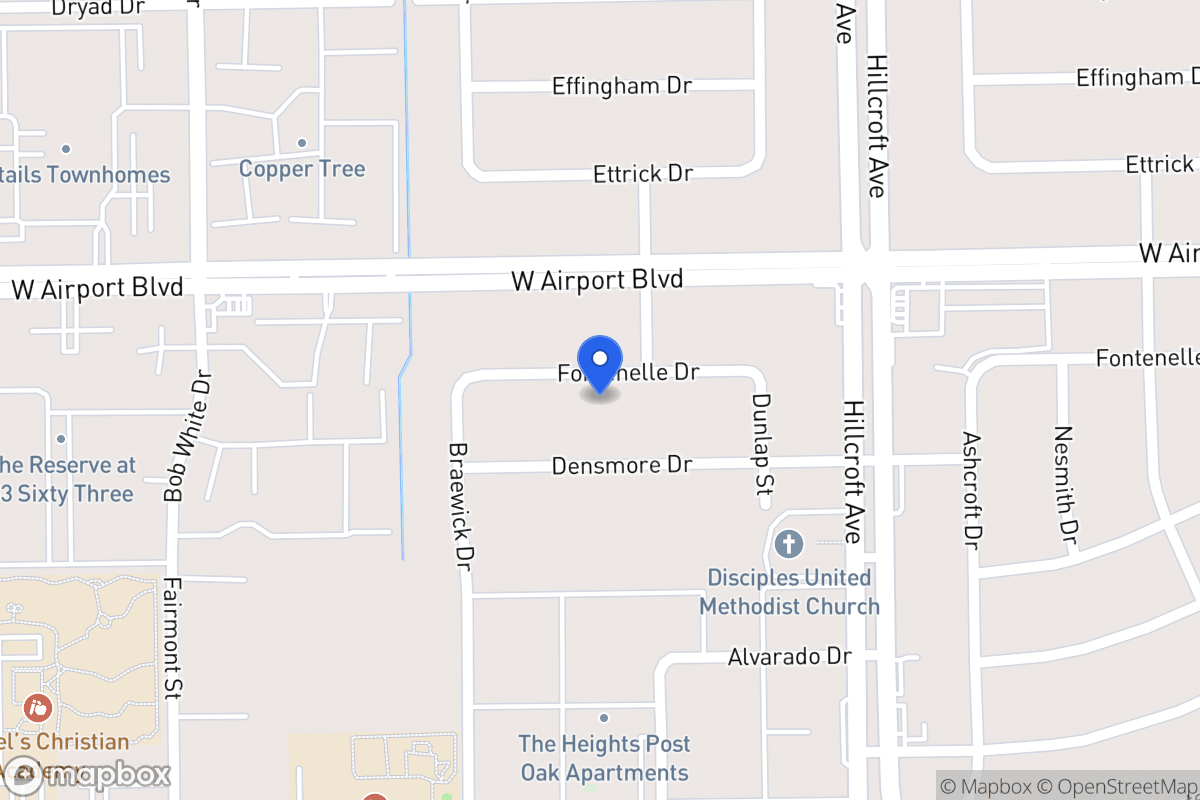 Map of 6007 Fontenelle Dr, Houston