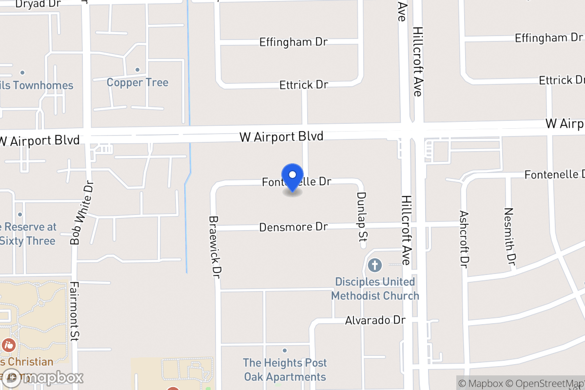 Map of 6003 Fontenelle Dr, Houston