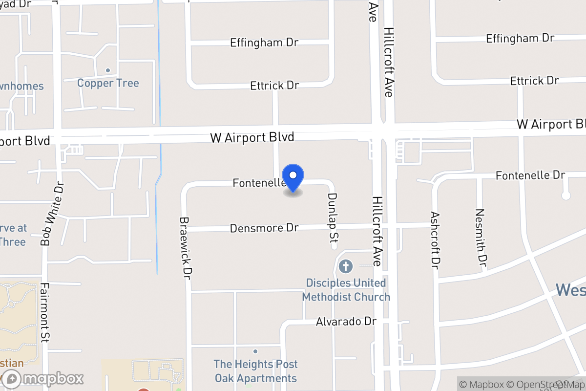Map of 5923 Fontenelle Dr, Houston