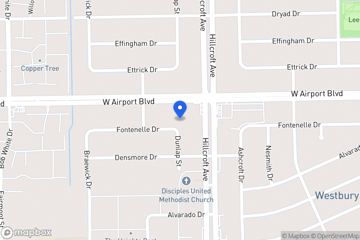 Map of 5910 Fontenelle Dr, Houston