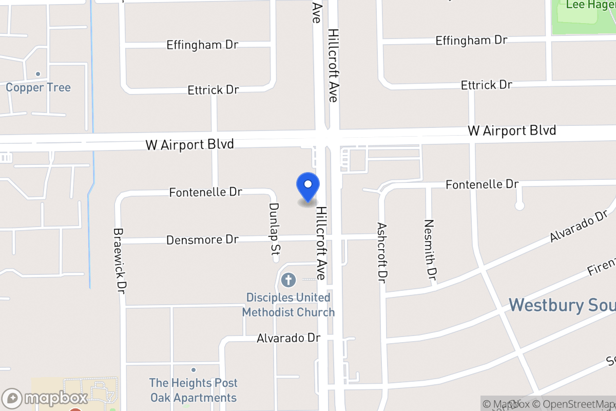 Map of 12318 Hillcroft St, Houston