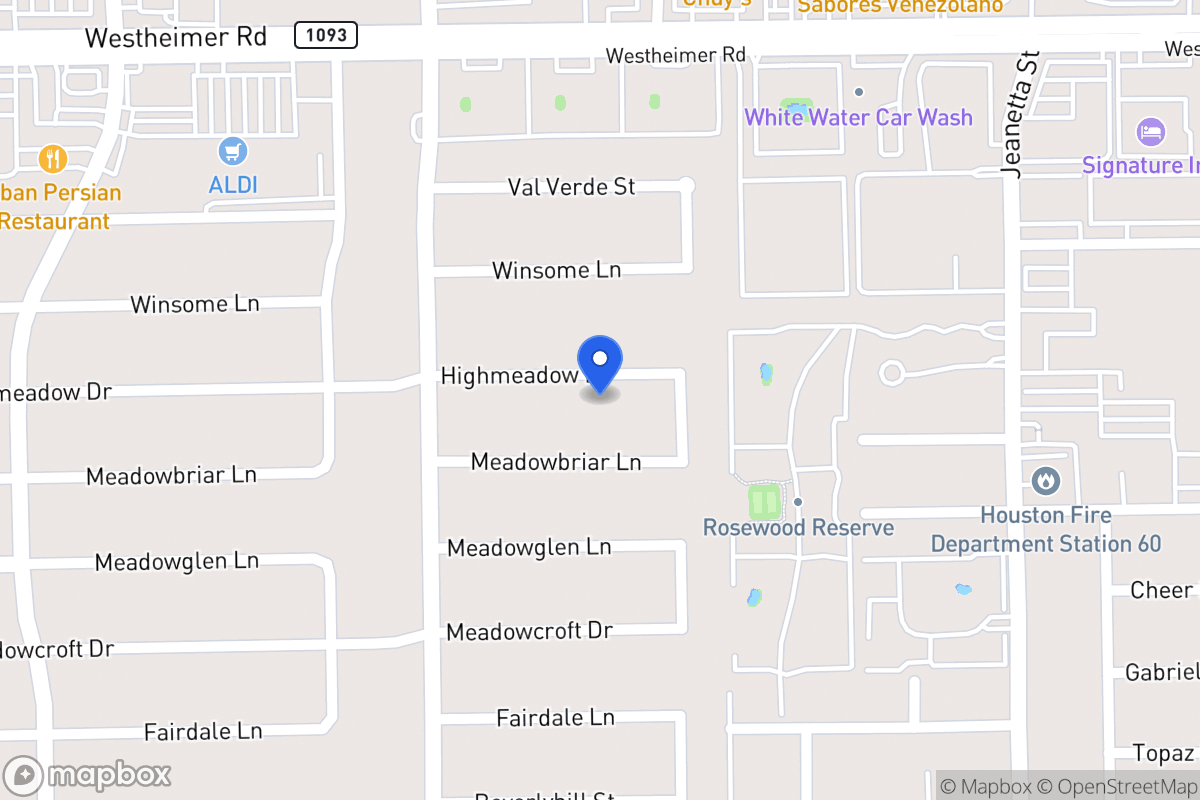 Map of 9323 Highmeadow Dr, Houston