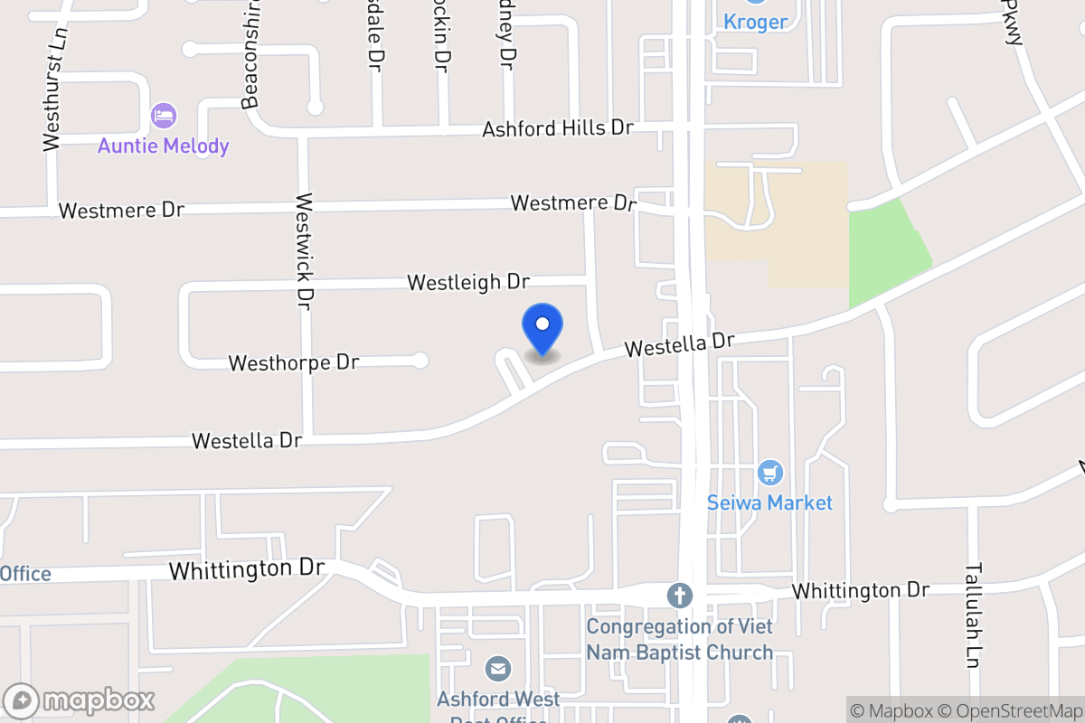 Map of 12634 Westella Dr, Houston