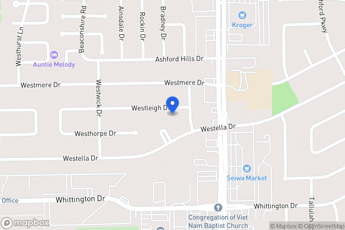 Map of 12611 Westleigh Dr, Houston