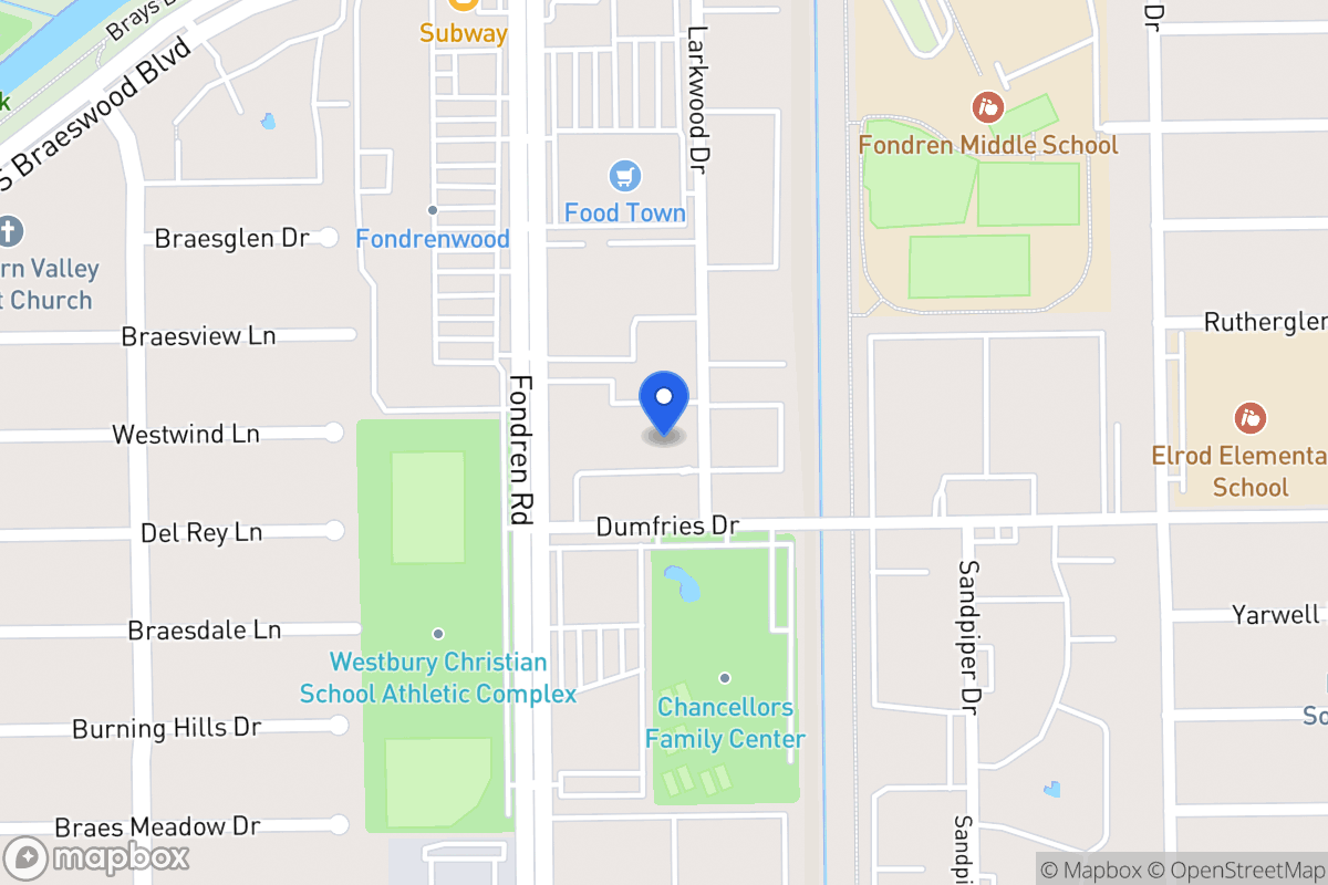 Map of 10001 Fondren Rd, Houston