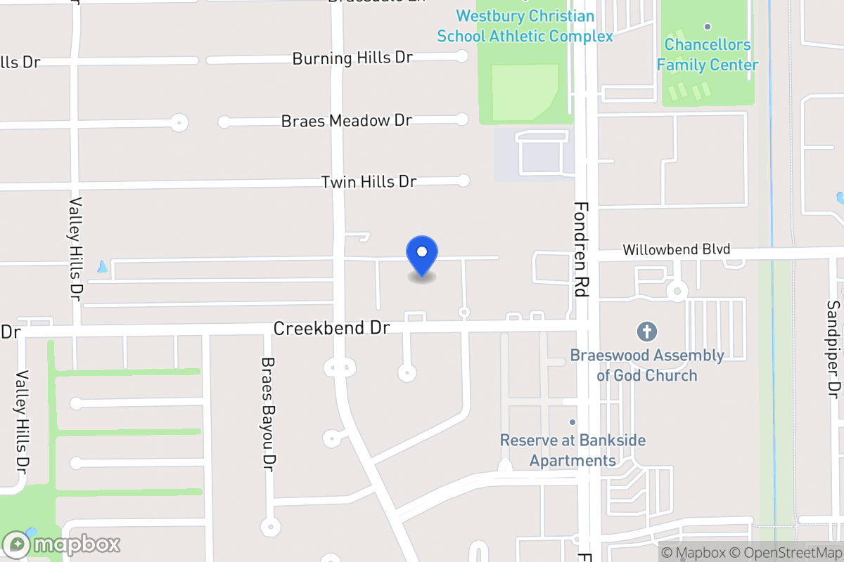 Map of 7600 Creekbend Dr, Houston
