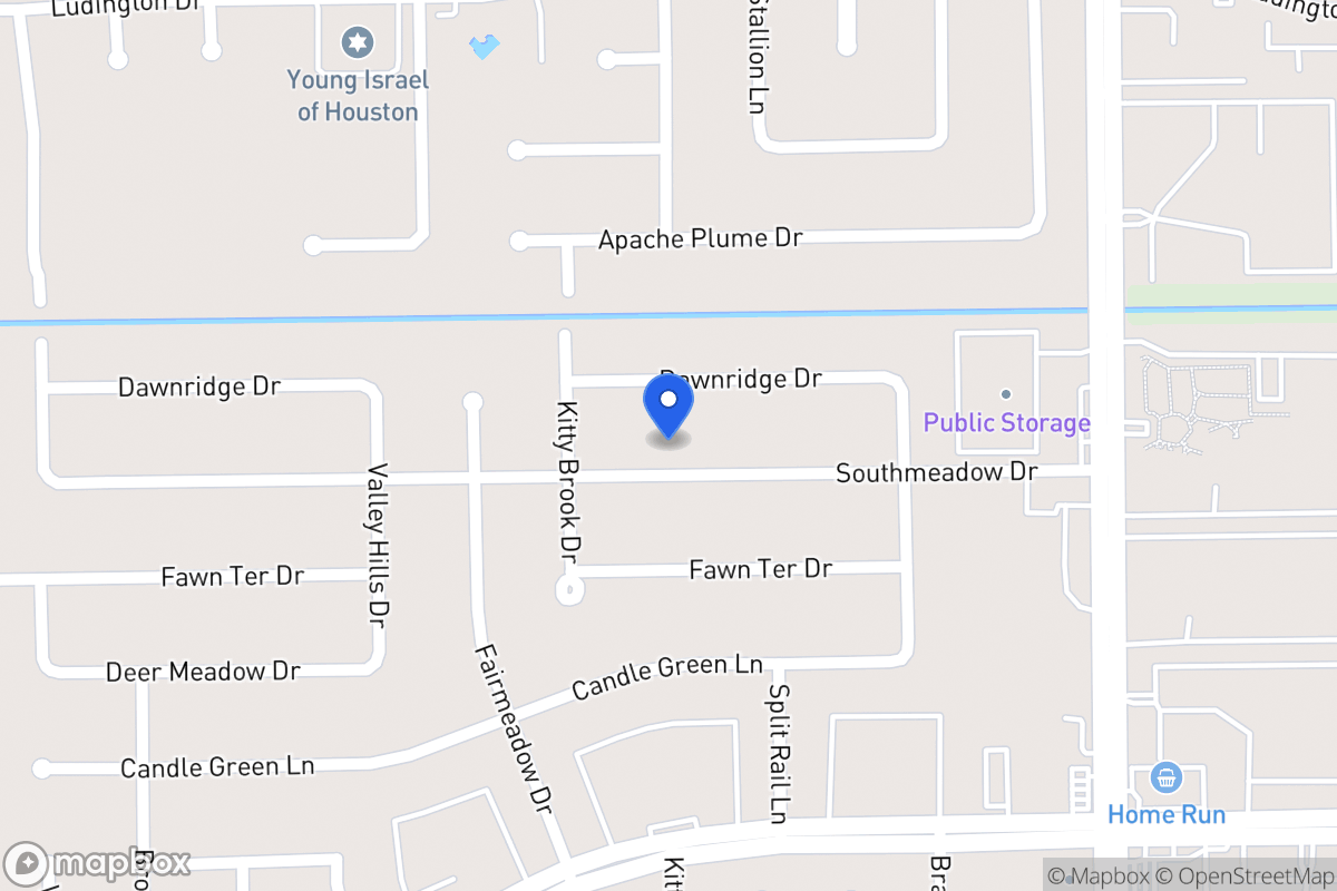Map of 7710 Southmeadow Dr, Houston