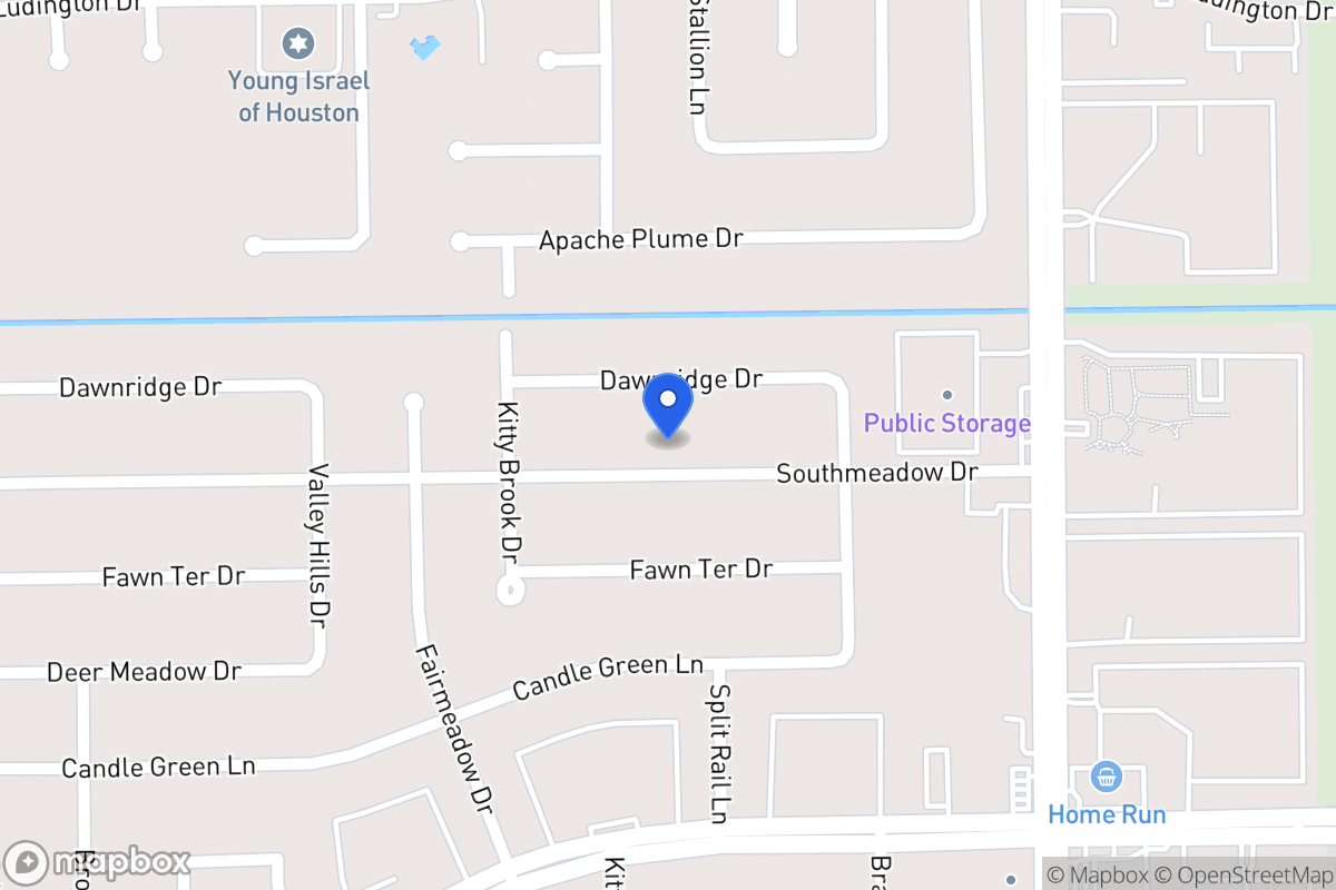 Map of 7634 Southmeadow Dr, Houston