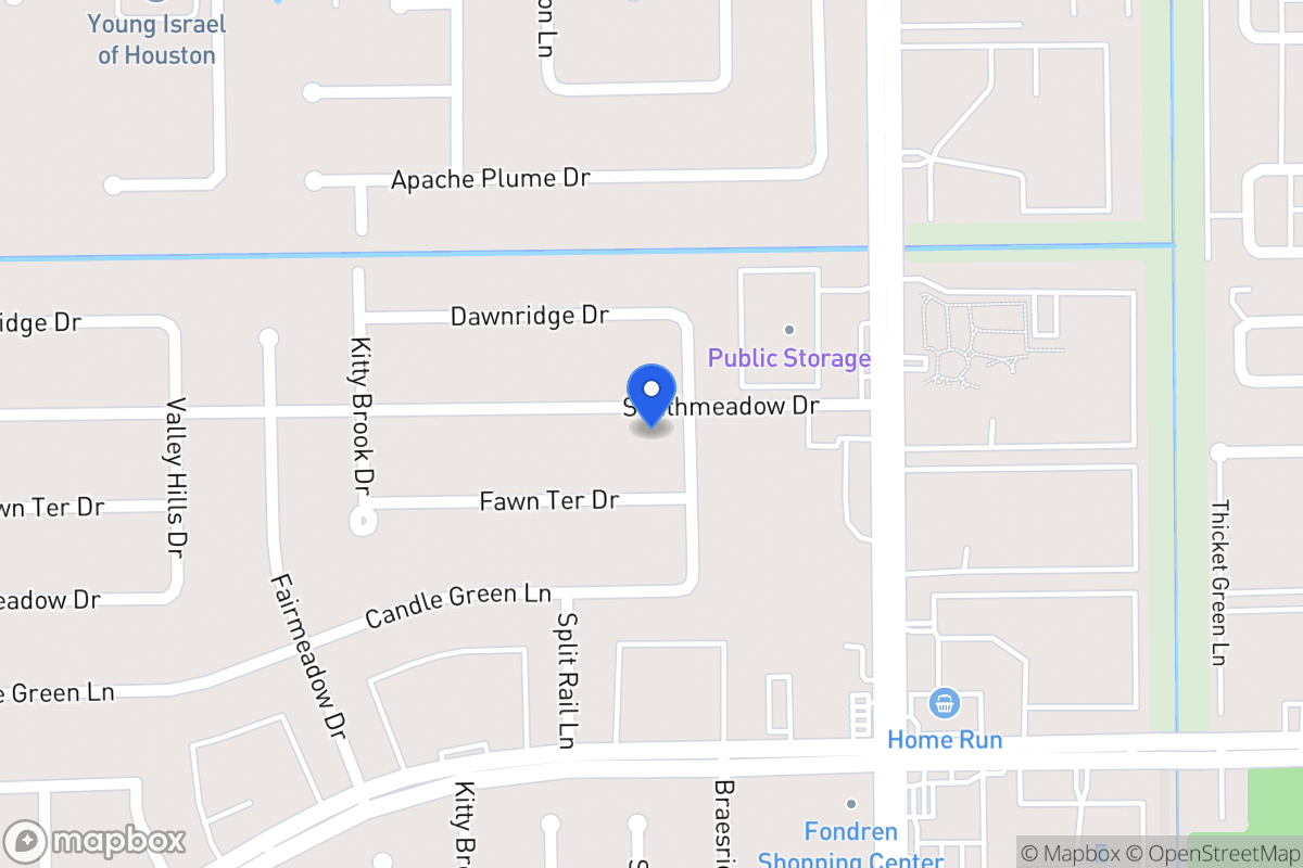Map of 7607 Southmeadow Dr, Houston