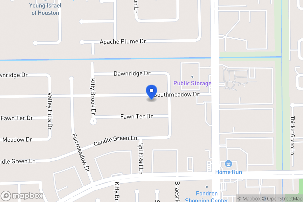 Map of 7615 Southmeadow Dr, Houston