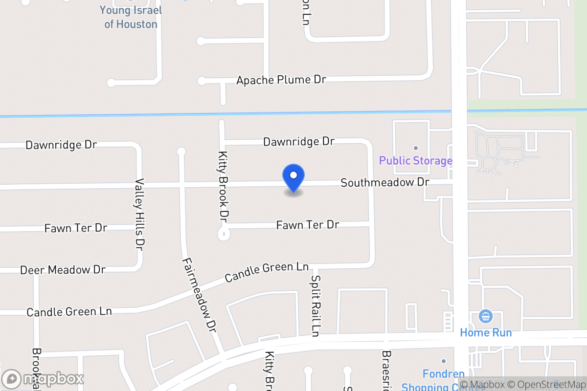 Map of 7635 Southmeadow Dr, Houston