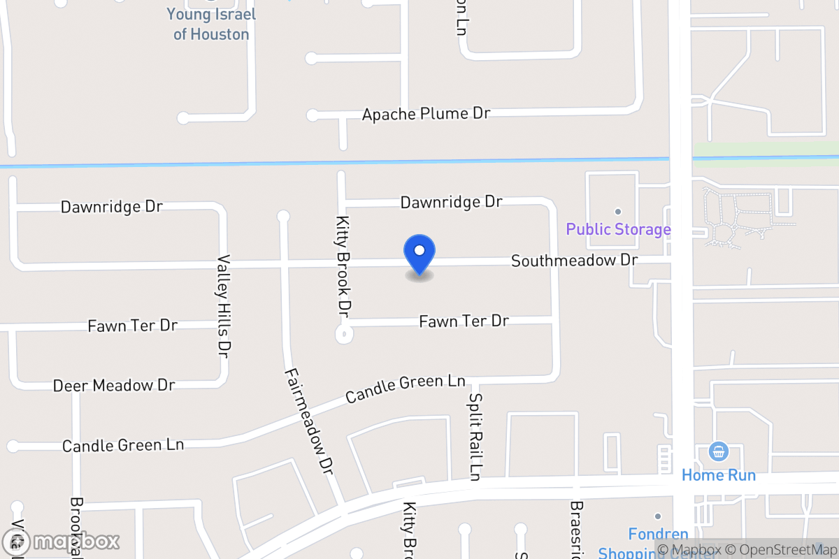 Map of 7707 Southmeadow Dr, Houston