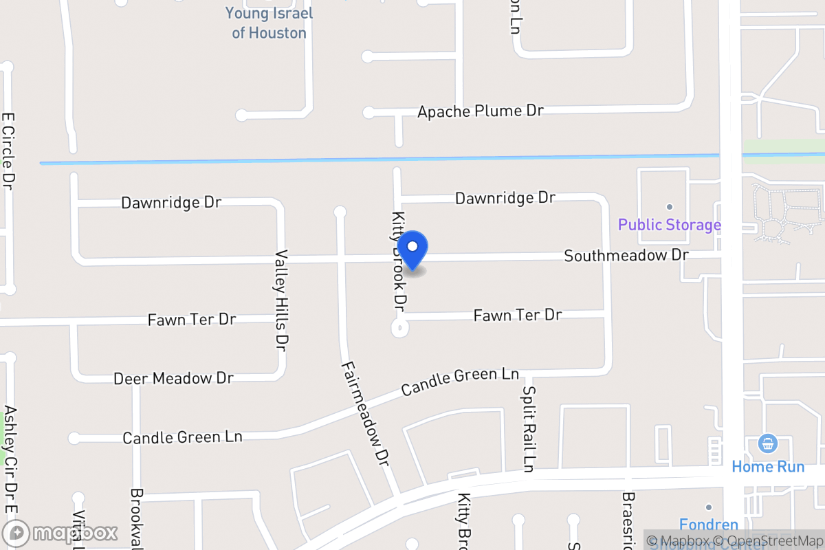 Map of 7727 Southmeadow Dr, Houston