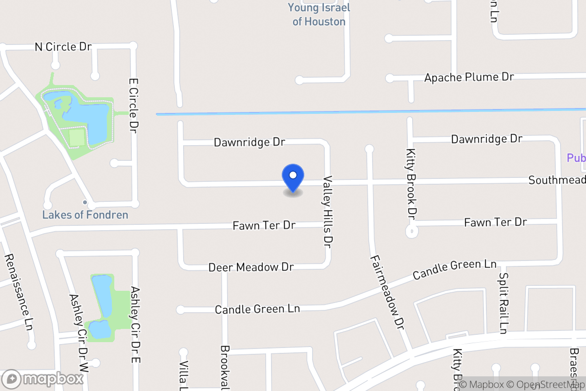 Map of 7915 Southmeadow Dr, Houston