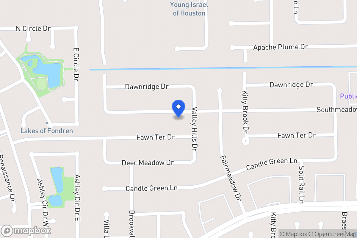 Map of 7911 Southmeadow Dr, Houston