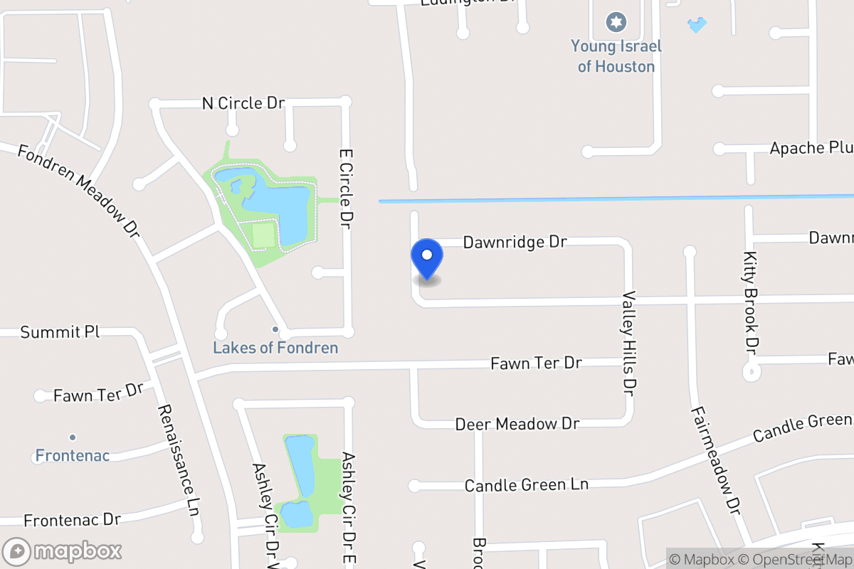 Map of 7962 Southmeadow Dr, Houston
