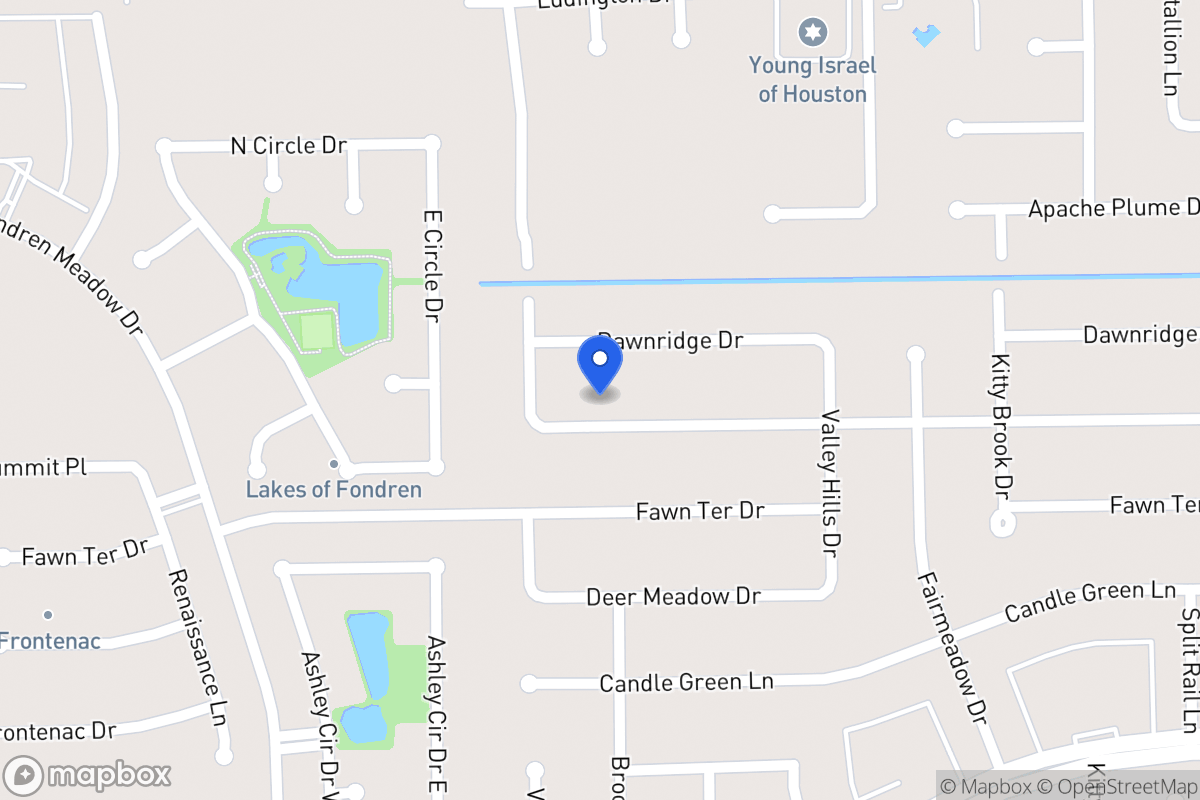 Map of 7950 Southmeadow Dr, Houston