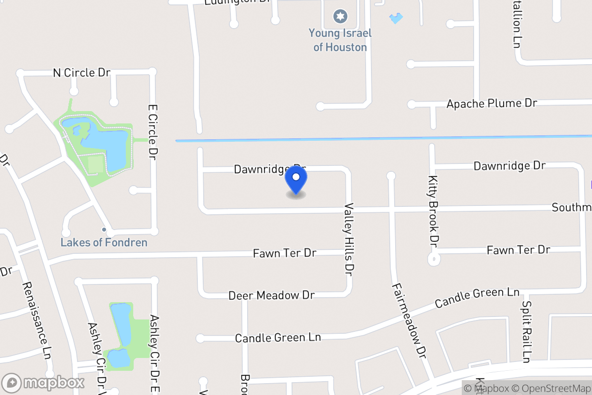 Map of 7922 Southmeadow Dr, Houston