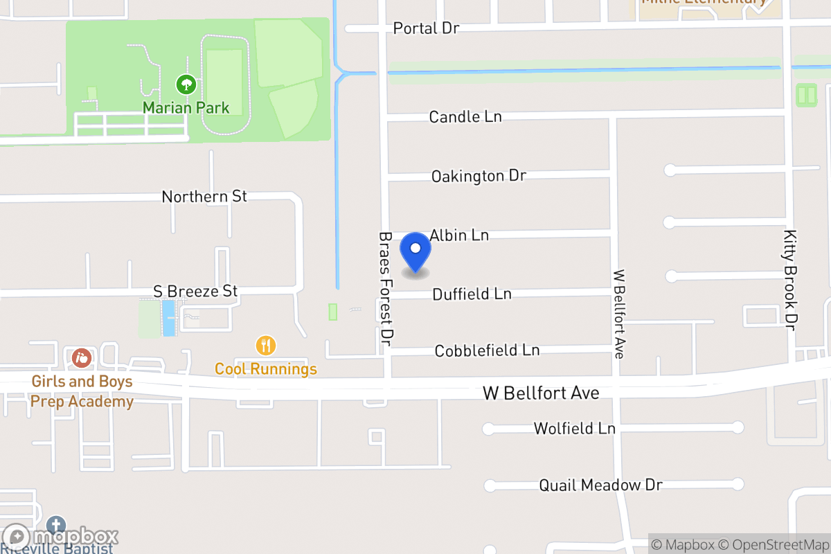 Map of 8022 Duffield Ln, Houston
