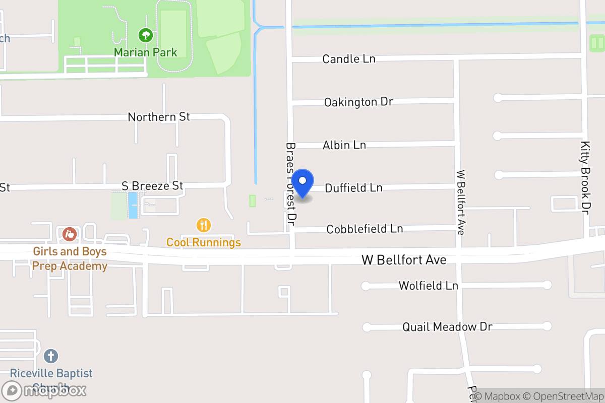 Map of 8023 Duffield Ln, Houston