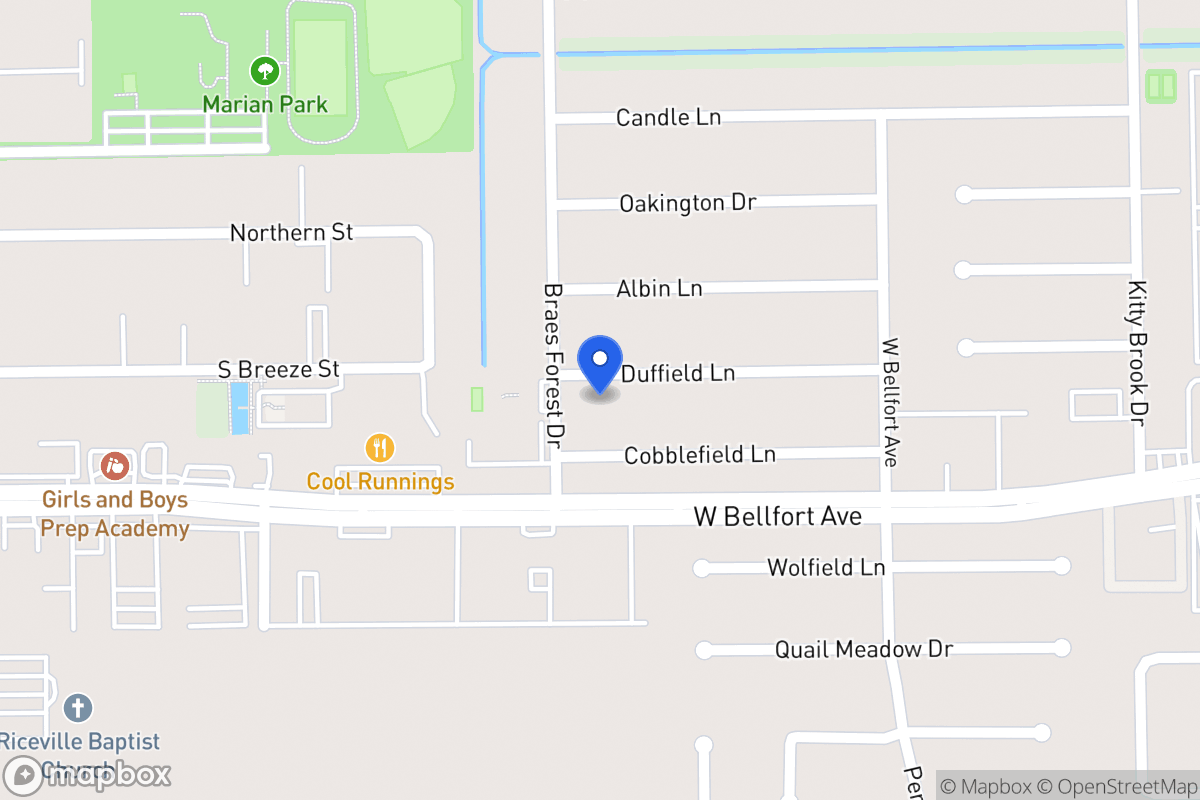 Map of 8019 Duffield Ln, Houston