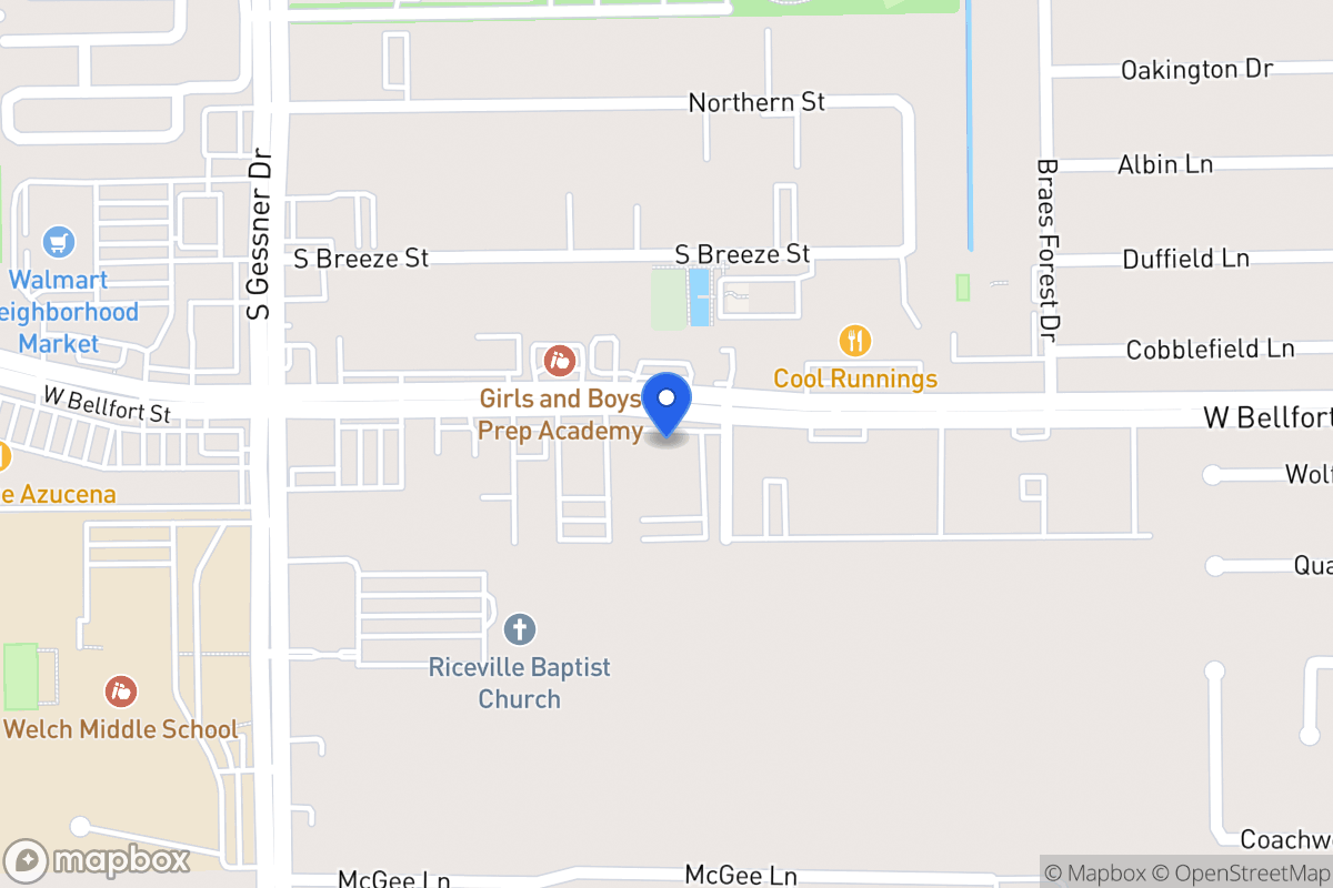 Map of W 8411 Bellfort Ave, Houston