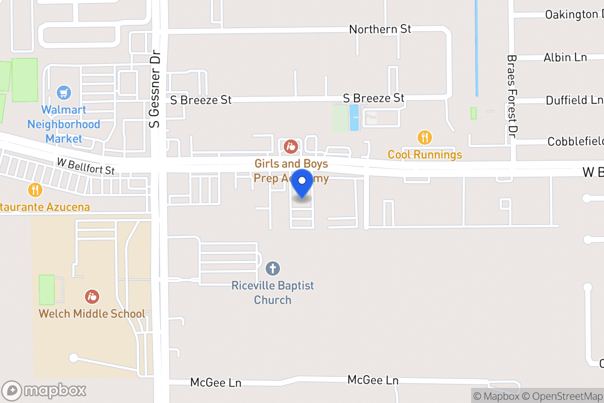 Map of W 8449 Bellfort St, Houston