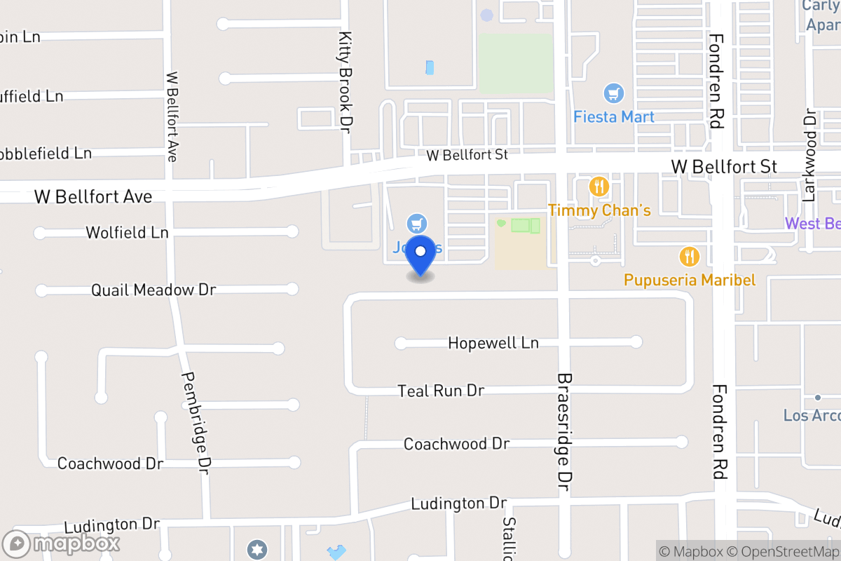 Map of 7710 Quail Meadow Dr, Houston
