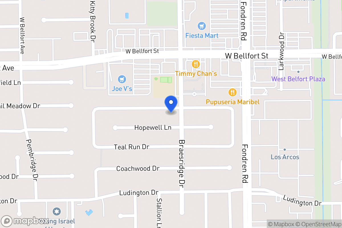 Map of 7607 Quail Meadow Dr, Houston