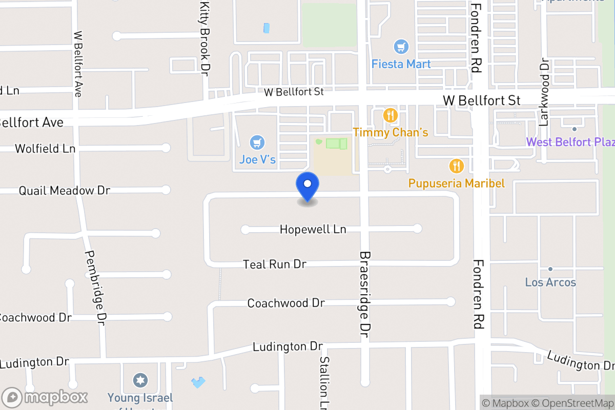 Map of 7627 Quail Meadow Dr, Houston