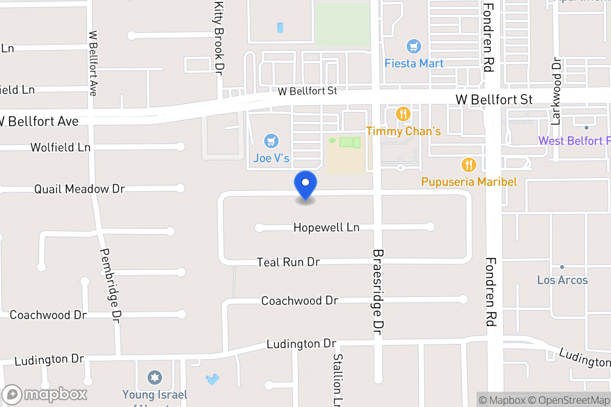 Map of 7635 Quail Meadow Dr, Houston