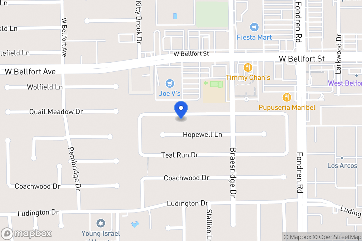 Map of 7703 Quail Meadow Dr, Houston