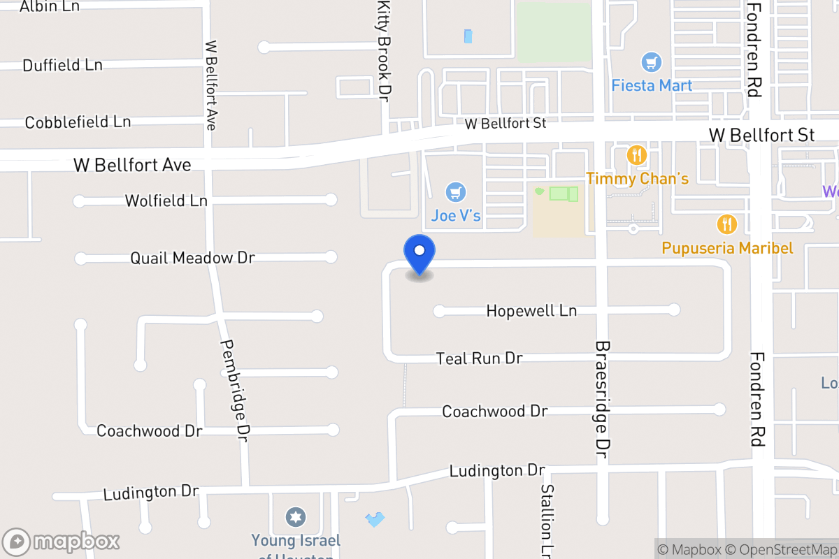 Map of 7727 Quail Meadow Dr, Houston